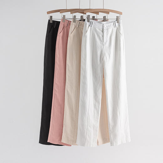 丁摩 天丝亚麻阔腿裤女宽松休闲长裤显瘦直筒拖地裤透气舒适高腰裤子4ZF-11801 商品图1