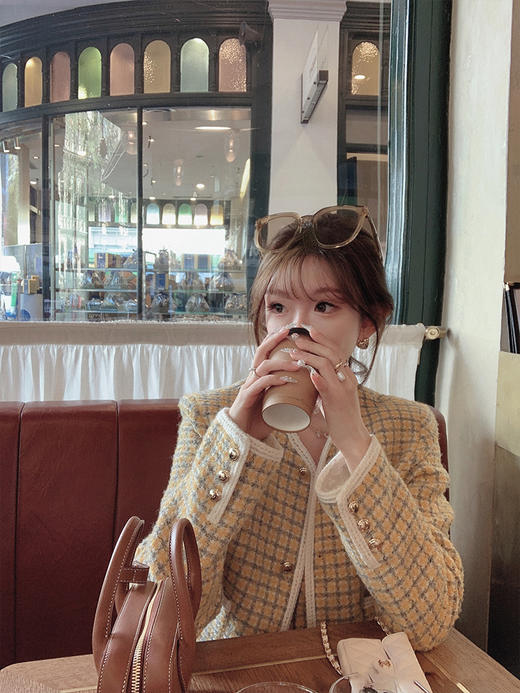 金蘑菇菇 慌心假期 新季miu香香子/香风格子短外套短裙少女套装 商品图1