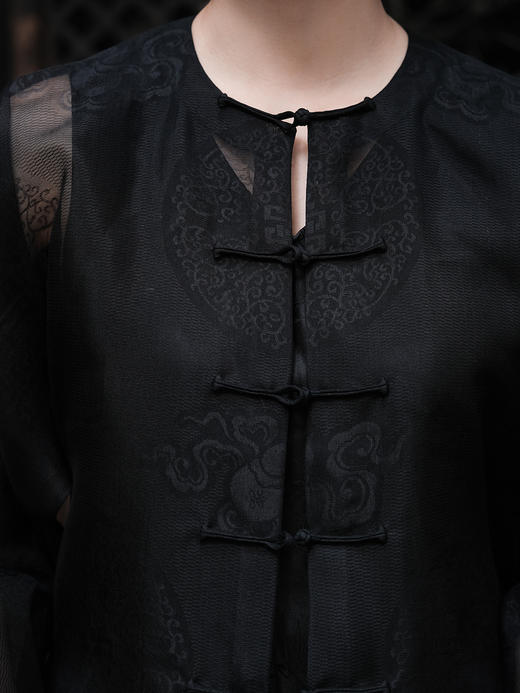 盛唐牡丹 |古法四经绞罗对襟圆领外套 商品图1