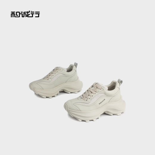 和诚行 2024秋冬新款时尚真皮运动休闲鞋女百搭厚底老爹鞋1900054 商品图2