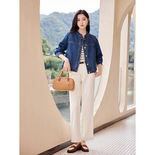 【五折购】熙世界小个子复古牛仔短外套高级感单排扣夹克上衣2025秋装新款 商品图4