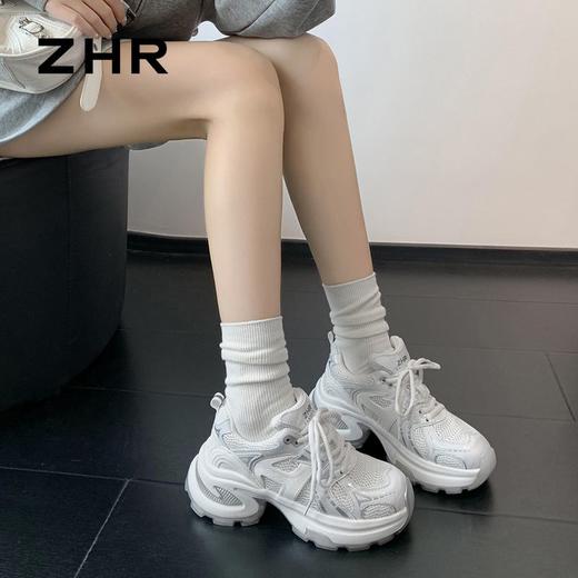 ZHR则则厚底老爹鞋女夏季薄款小个子增高显瘦网面轻便运动休闲鞋 商品图6