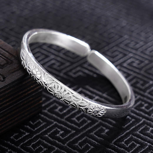 【恋花无忧】子佩集S999银手工手镯原创设计【55071118】2407 商品图1