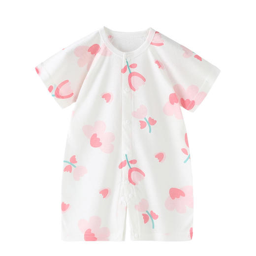 【AB双面 后背透气网眼清爽过夏】婴儿宝宝夏款透气网连体衣新生宝宝竹棉无骨开衫哈衣睡衣薄款短袖 商品图4