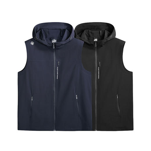 【新款DK】大依优型大码男装连帽弹力马甲简约休闲宽松外套男坎肩背心上衣 商品图4