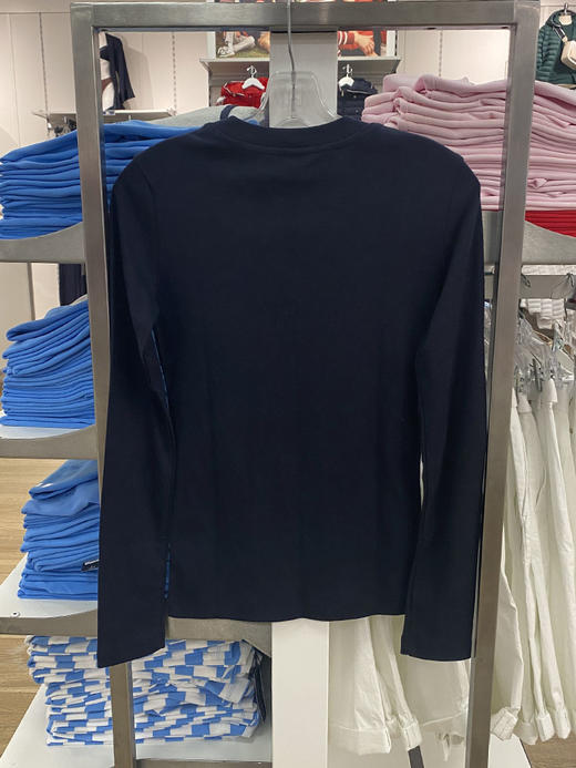 Tommy Hilfiger/汤米 女士纯棉透气刺绣小标纯色圆领长袖T恤 商品图2