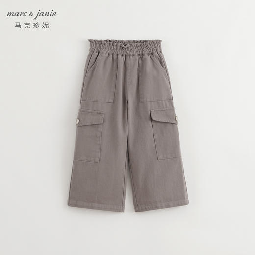 马克珍妮女童花边腰大口袋阔腿裤儿童裤子休闲裤秋装新款241366 商品图2