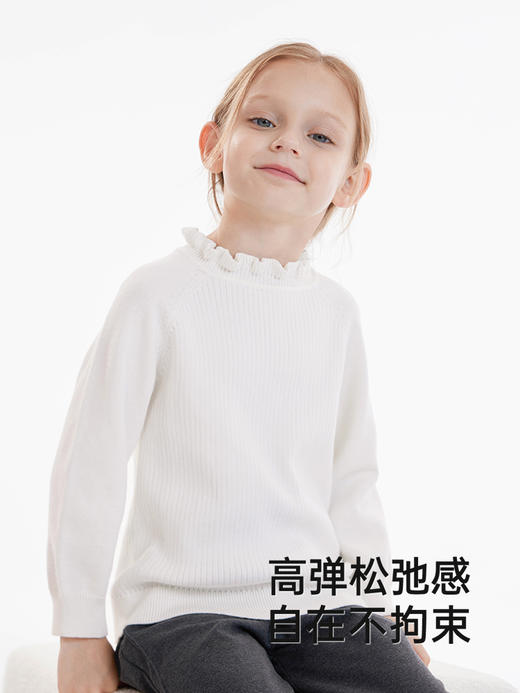 英氏儿童半高领毛衣套头衫纯色百搭女童针织衫打底衫YRMHJ3Q562A 商品图2