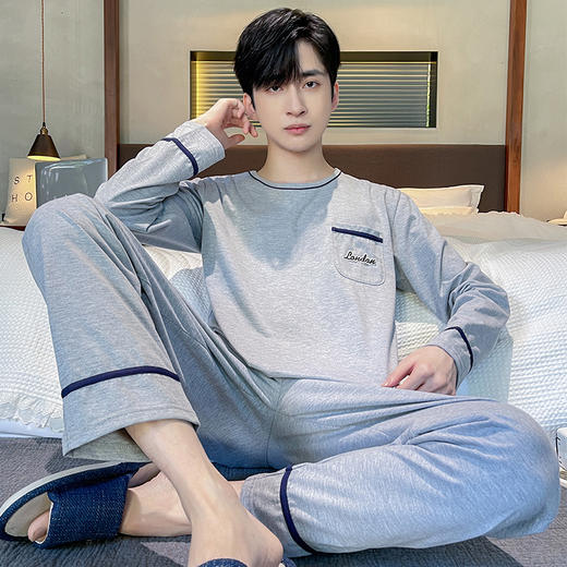 秋季新款睡衣男士春秋款长袖青少年男生男款大码学生秋季家居服套装运动秋冬款 商品图1