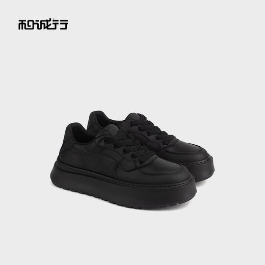 和诚行 2024秋冬新款真皮系带时尚百搭男复古厚底休闲板鞋1420066 商品图4