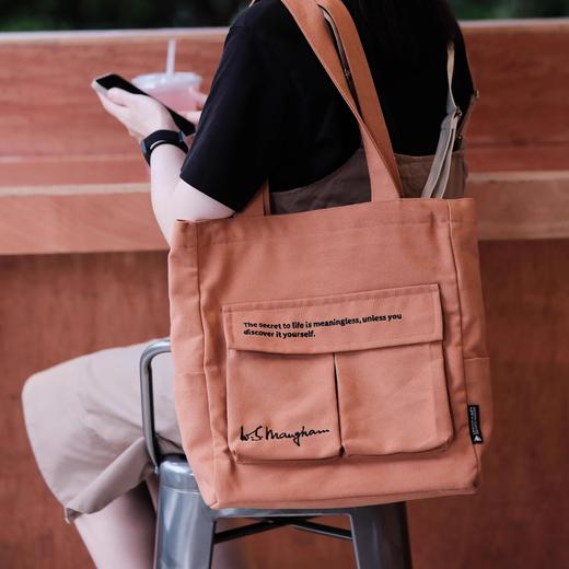 【会员积分兑换】毛姆签名刺绣托特包 灰/橘 商品图1