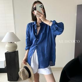 【法式翻领棉麻衬衫】  松弛有度的版型 无需费心搭配也能时髦有余 日常刷街&通勤都可