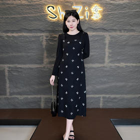 8/15奢姿2024年秋季新款大码女装圆领休闲裙子胖妹妹减龄假两件连衣裙9943890250