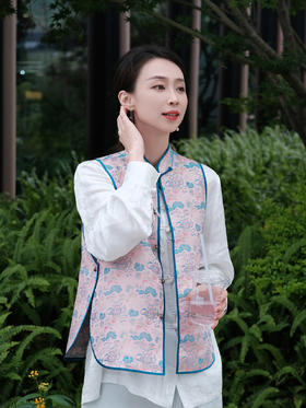 盛唐牡丹 |重缎织金宋锦对襟马甲