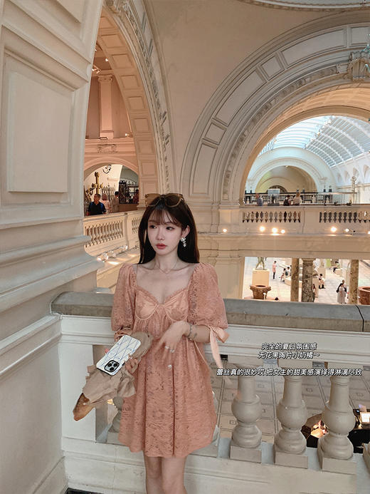 金蘑菇菇 小奶橘 /无花果陶片色系 重工蕾丝裙 商品图0