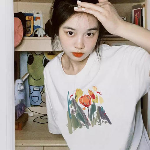 买一送一！第二件0元 纯棉T恤女白色200克短袖t恤女ins美式T恤精梳棉潮牌上衣女学生T恤 商品图0