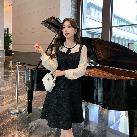 奢姿大码女装2024秋季减龄小香风裙子胖妹妹假两件拼接时尚连衣裙9943826622 商品图1