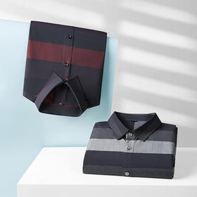 【新款DM】大依优型条纹长袖衬衫男宽松加肥加大码男士休闲商务衬衣上衣胖子