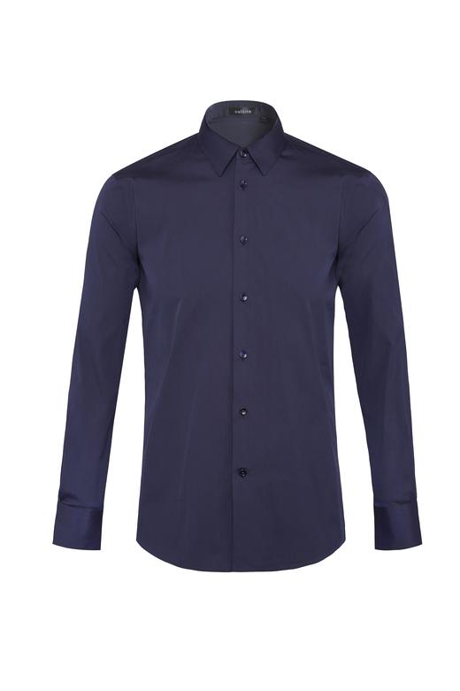 callisto藏青棉混纺休闲衬衫 商品图0