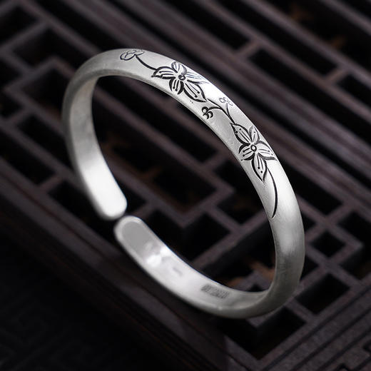 【花影舞露】子佩集S999银手工手镯原创设计【55071213】2407 商品图1