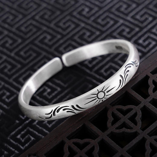 【如日方升】子佩集S999银手工手镯原创设计【55071221】2407 商品图4