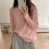 【薄款纯色内搭打底衫】长袖T恤女罩衫 宽松慵懒感防晒上衣面膜T 商品缩略图6