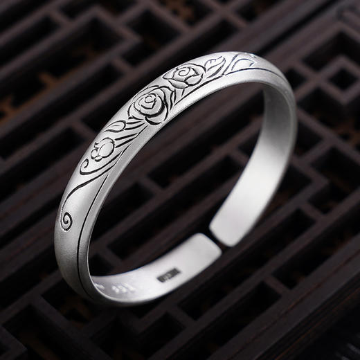 【玫瑰情怀】子佩集S999银手工手镯原创设计【55071201】2407 商品图1