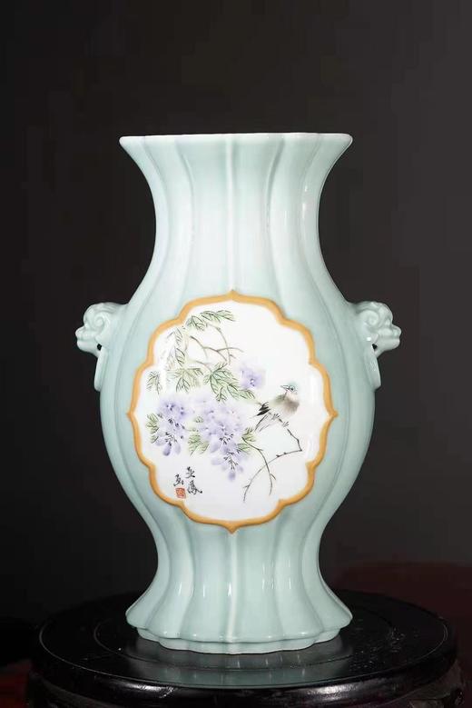 青釉开窗水点桃花水点紫藤海棠瓶 商品图0