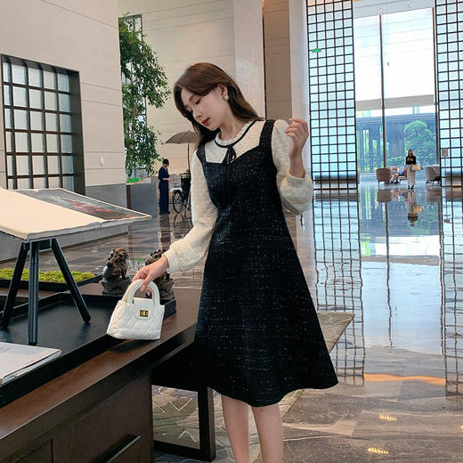 奢姿大码女装2024秋季减龄小香风裙子胖妹妹假两件拼接时尚连衣裙9943826622 商品图2