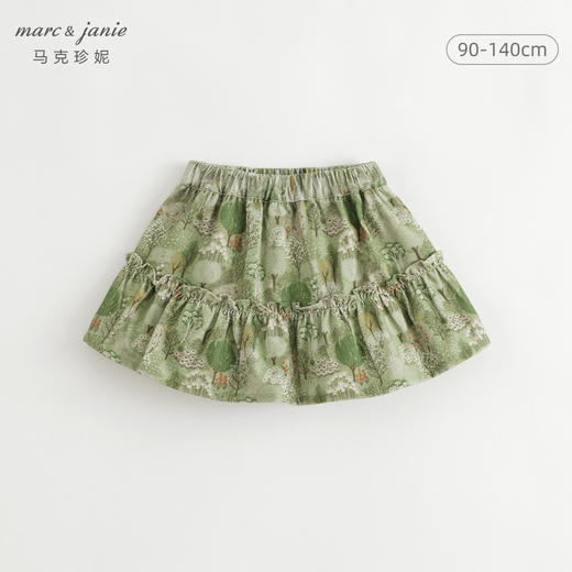 马克珍妮女童绿色丛林半身裙短裙儿童裙子2024年秋装新款241115 商品图0