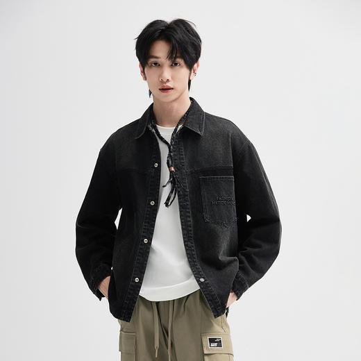 【断码清仓】HX 春秋季水洗牛仔衬衫式茄克衫外套S105433070101 商品图4