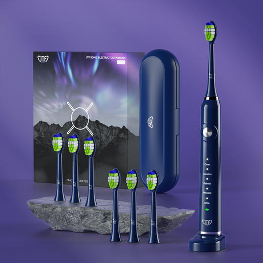 JTF电动牙刷P200 成人软毛全自动声波无线无线感应充电式 黑色/白色/粉色/薄荷绿 商品图11