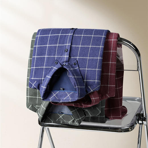 【新款DM】大依优型格子长袖衬衫男宽松加肥加大码男士休闲商务衬衣上衣胖子 商品图7