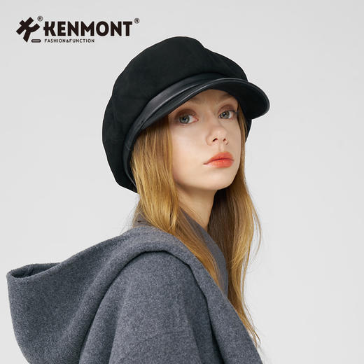 *【卡蒙】秋冬显脸小修脸翻毛皮羊皮革拼接款蓓蕾帽KM-5290 商品图7