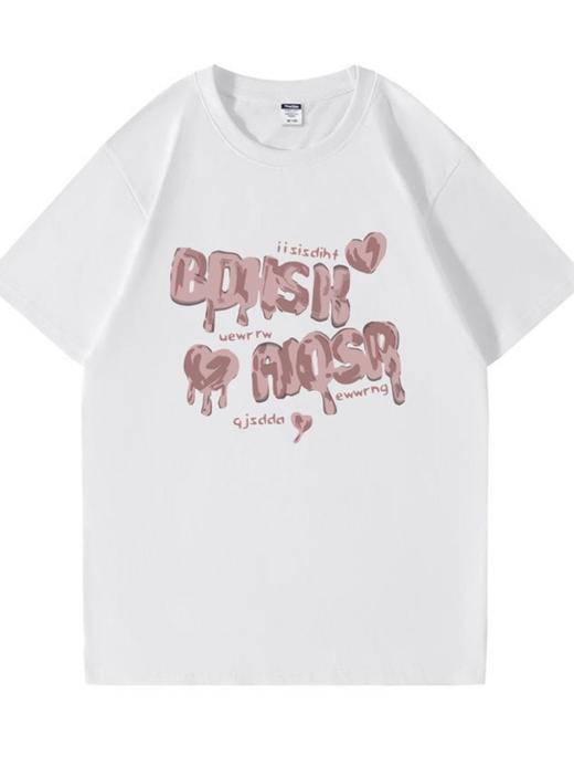 抢2件59元！美式纯棉短袖t恤女200克上衣T恤潮流宽松潮牌ins半袖体恤衣服女 商品图5