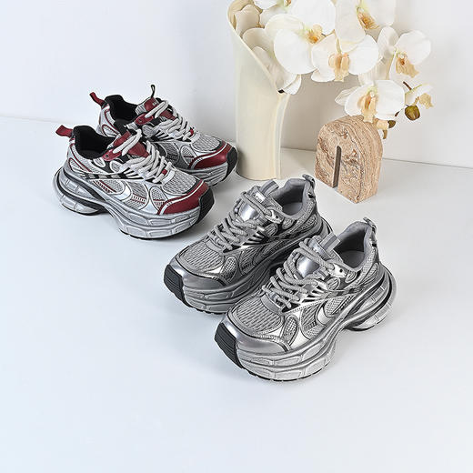 经典鲨2024年秋新款韩版时尚安可拉红网面跑步休闲老爹鞋女KW13-D37061 商品图3