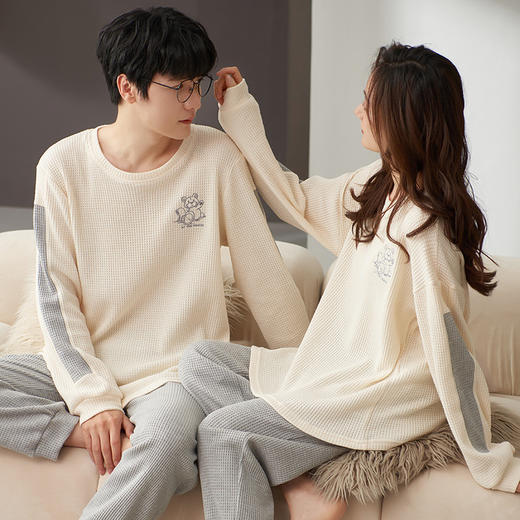 情侣睡衣女款秋季新款冬棉质长袖可爱大码一男一女学生春秋可外穿家居服套装 商品图1
