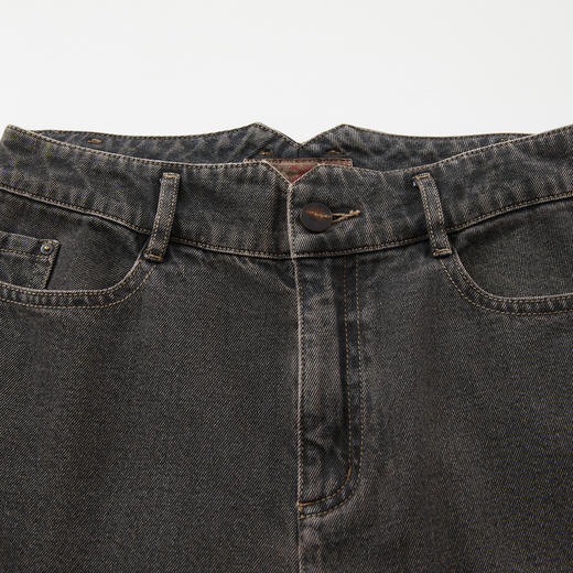 谜底萝卜裤女2024秋新品复古休闲风高腰分割廓形牛仔裤243MK1048 商品图3