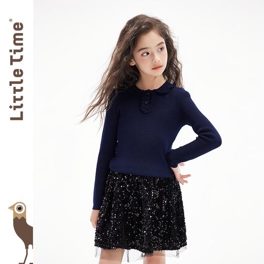 littletime童装法式学院风翻领长袖针织羊毛衫女秋款经典多色上衣 商品图2