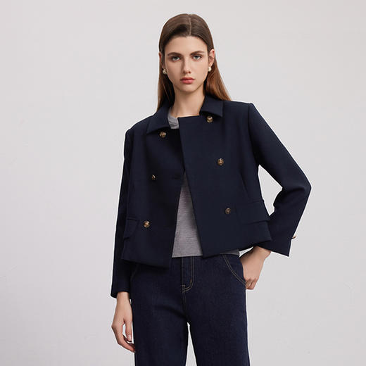 【短款双排扣西装外套】24年秋季新品女士时尚通勤商务西装小外套 商品图0