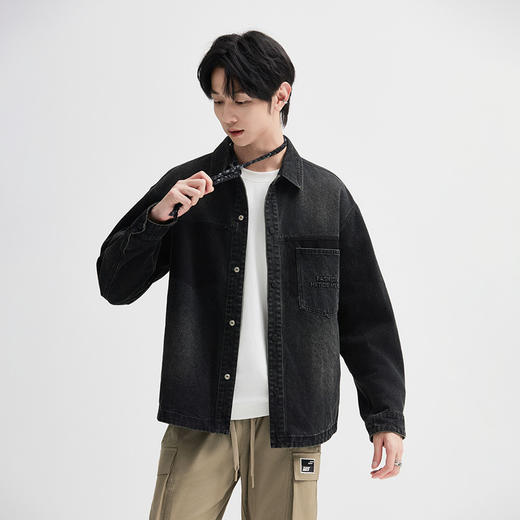 【断码清仓】HX 春秋季水洗牛仔衬衫式茄克衫外套S105433070101 商品图3