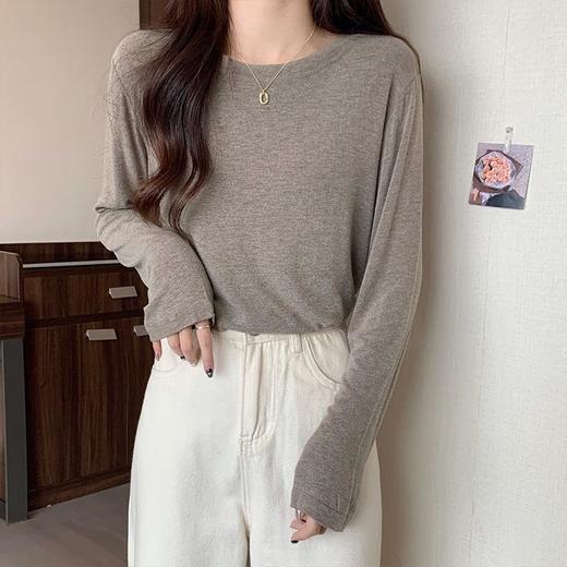 立减20【多色系软糯面膜T恤】新款内搭薄款圆领长袖上衣 简约百搭打底体恤#异业福利 商品图8