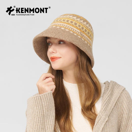 卡蒙绵羊毛呢气质提花渔夫帽小香风可折叠保暖盆帽KM-9526 商品图1