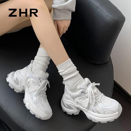 ZHR则则厚底老爹鞋女夏季薄款小个子增高显瘦网面轻便运动休闲鞋 商品图8