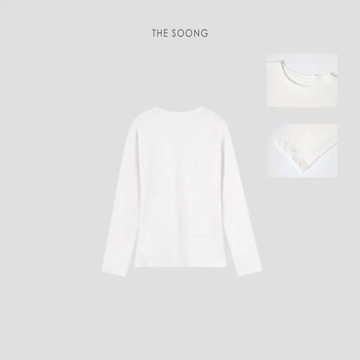 THESOONG|极简公式"经典圆领肤感白色长袖上衣打底衫HWTX5170 商品图3
