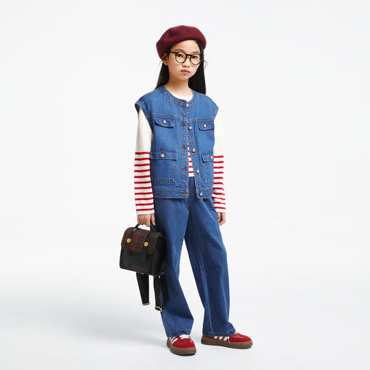 女童泡芙牛仔马夹新款安奈儿童装AG432520 商品图3