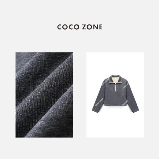 COCO ZONE2024高级感半开领百搭卫衣慵懒风半拉链上衣24C10298 商品图2