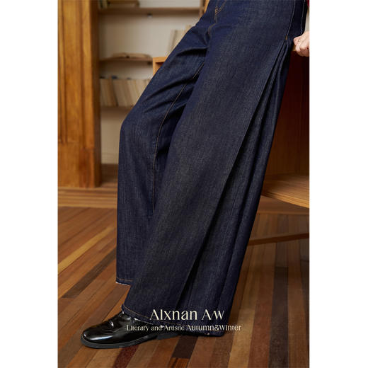 鹿向南「影像诗」复古宽松阔腿牛仔裤2024年新款女高腰秋季裤子L39858 商品图5