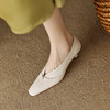 【预售5天】米色杏色珍珠方头法式复古优雅气质高跟鞋女细跟浅口单鞋WC&M9961 商品缩略图0
