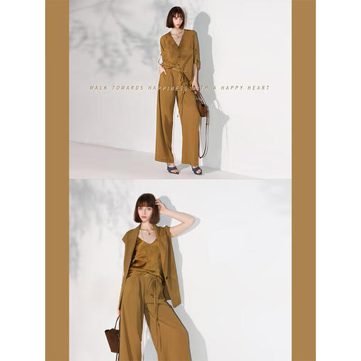 【限时秒杀】COCOBELLA设计感翻折高腰打褶阔腿裤女垂坠舒适休闲裤PA3037 商品图1